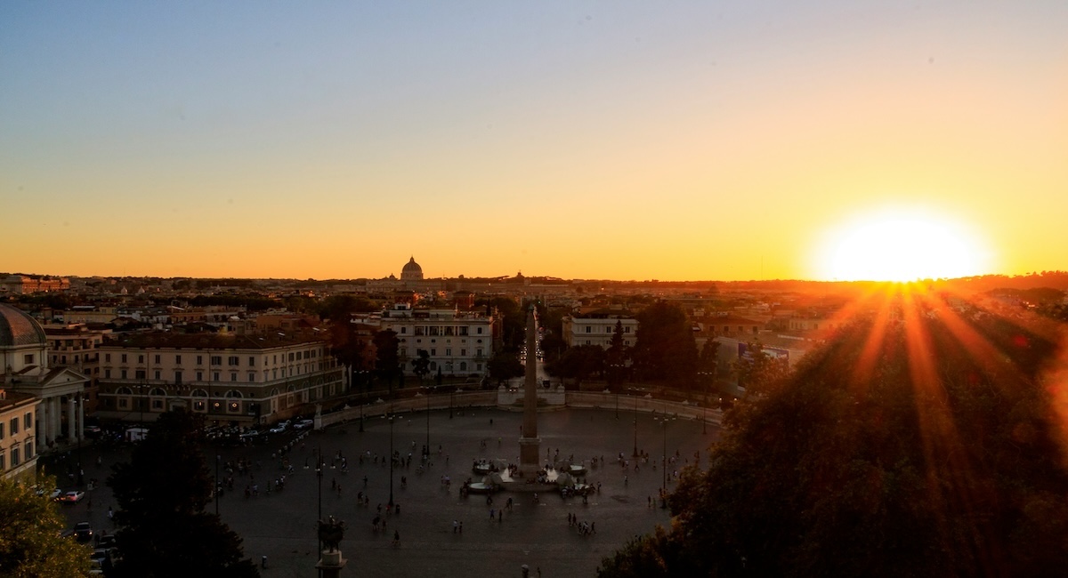 piazza del popolo coucher de soleil - Les Escapades à Rome